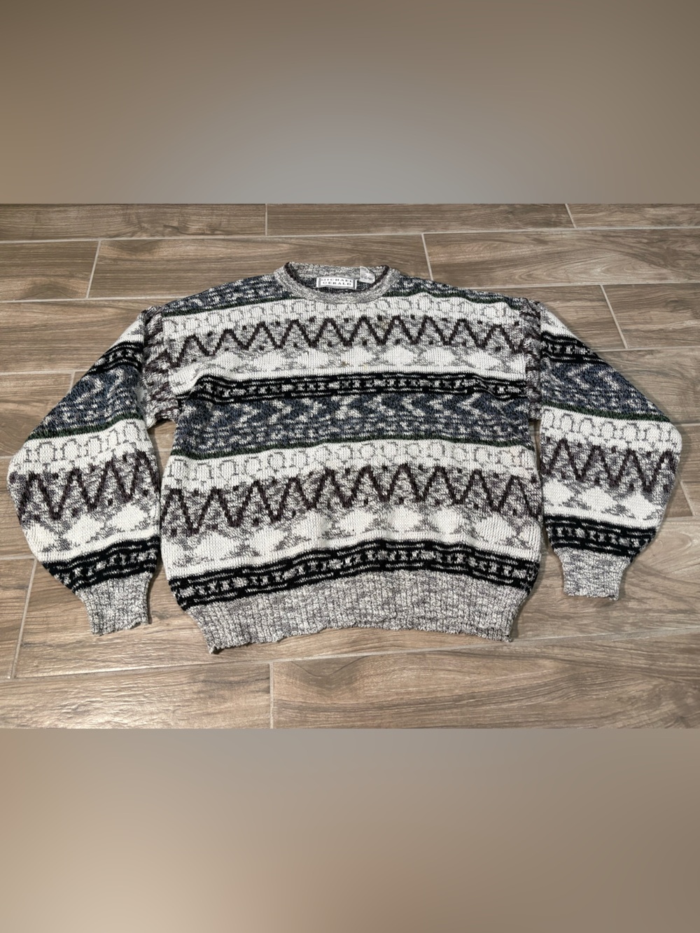 Vintage 90s Michael Gerald Men's Geometric Cosby Pullover Sweater XL
